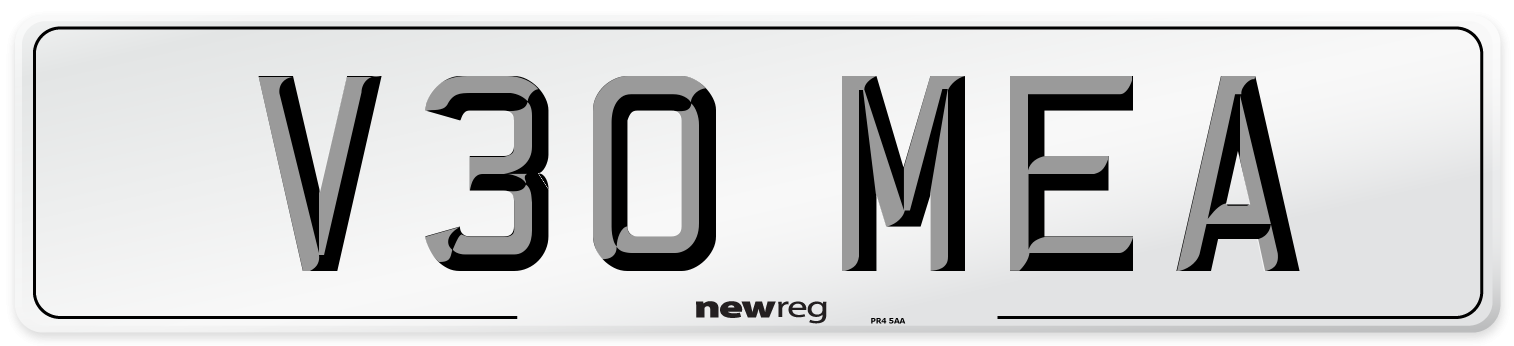 V30 MEA Number Plate from New Reg